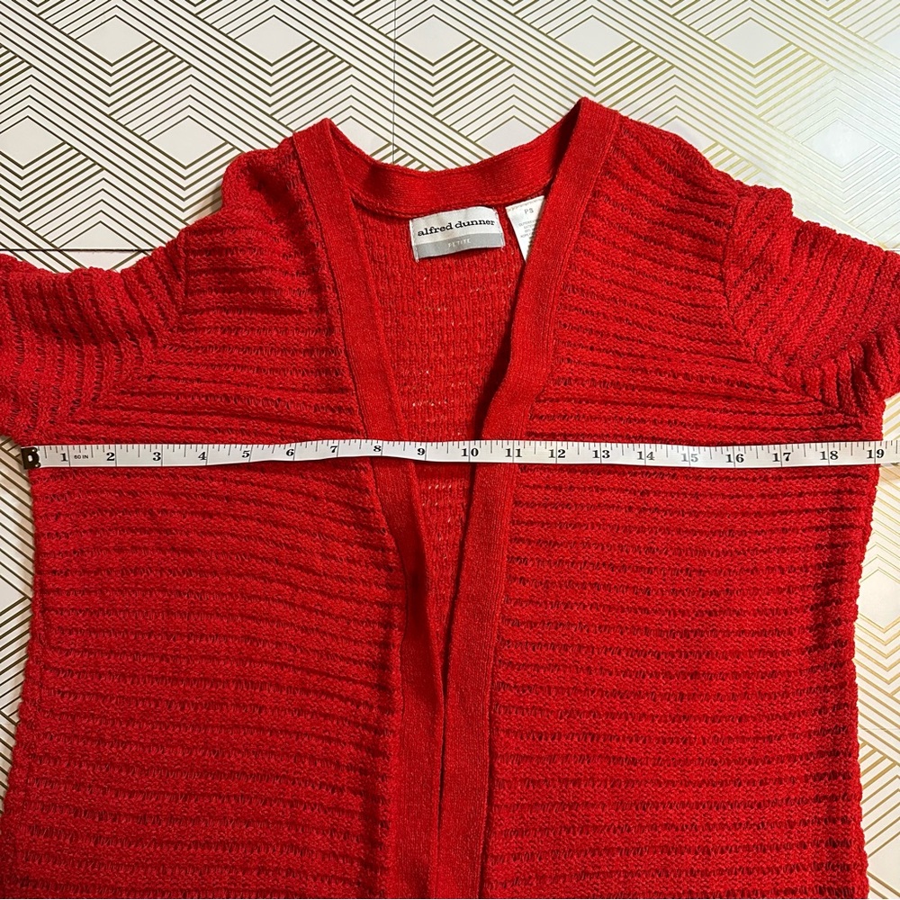 ALFRED DUNNER Red Open Knit Sweater 3/4 Sleeves - Picture 4 of 7